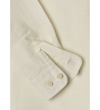 Hackett London Camicia realizzata in una miscela di cotone e lino Porter Raw White