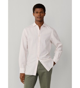 Hackett London Koszula lniana Summer Stripe pomarańczowa