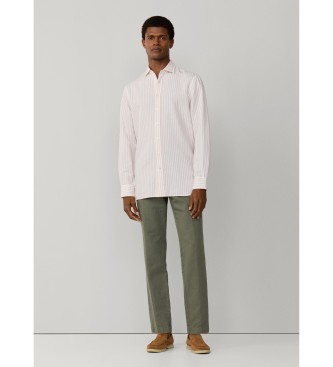 Hackett London Koszula lniana Summer Stripe pomarańczowa