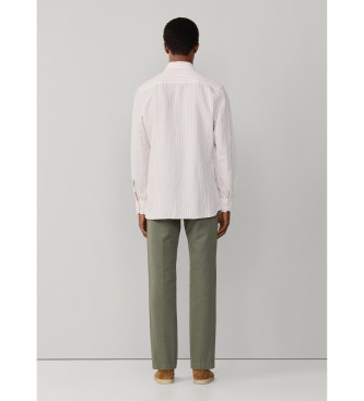 Hackett London Koszula lniana Summer Stripe pomarańczowa