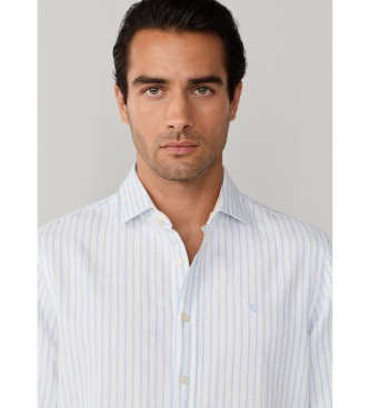 Hackett London Koszula lniana Summer Stripe niebieska