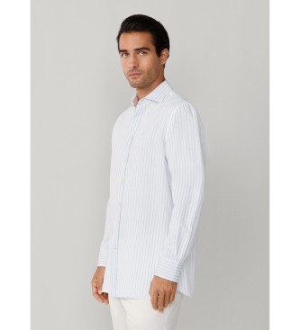 Hackett London Koszula lniana Summer Stripe niebieska