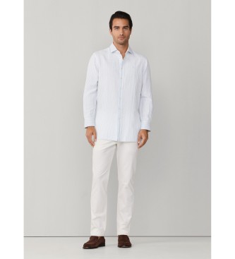 Hackett London Koszula lniana Summer Stripe niebieska