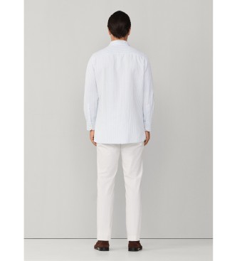 Hackett London Koszula lniana Summer Stripe niebieska