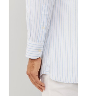 Hackett London Koszula lniana Summer Stripe niebieska