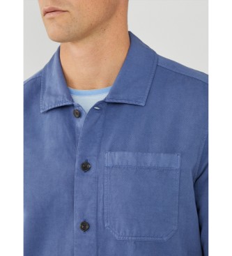 Hackett London Linen Overshirt Blue