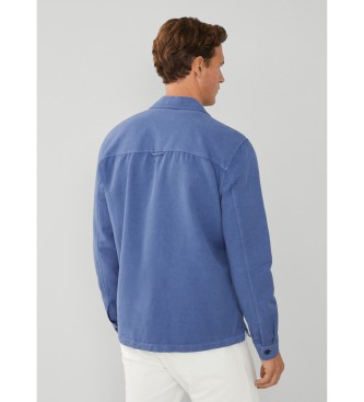 Hackett London Camicia overshirt in lino blu