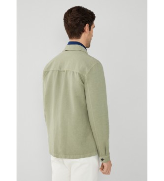 Hackett London Camicia overshirt in lino verde