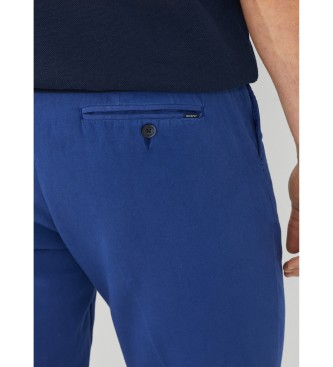 Hackett London Lniane spodnie chino w kolorze niebieskim