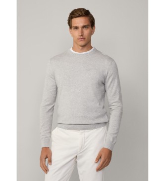 Hackett London Pullover aus einer grauen Baumwoll-Kaschmir-Mischung