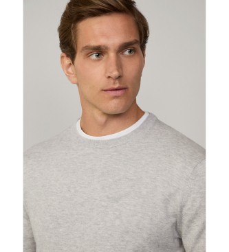 Hackett London Pull en mlange coton/cachemire gris