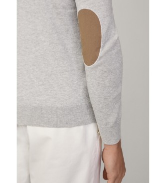 Hackett London Pull en mlange coton/cachemire gris