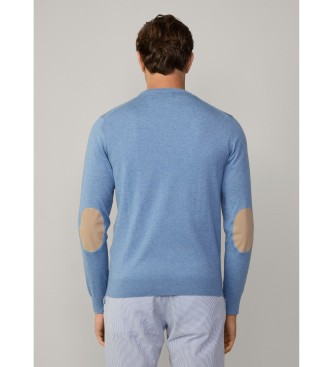 Hackett London Maglia in misto cotone e cashmere blu