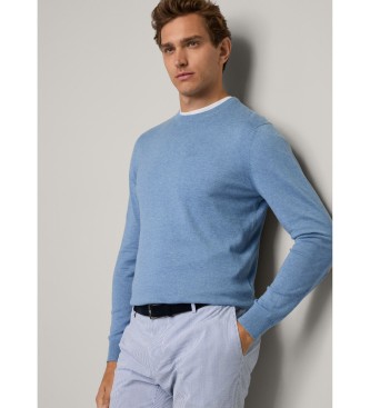 Hackett London Maglia in misto cotone e cashmere blu