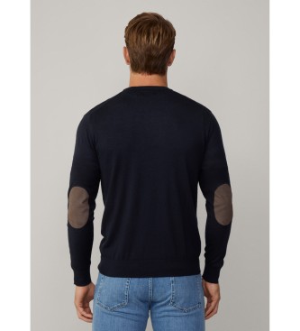 Hackett London Pullover aus Baumwolle und marineblauem Kaschmir