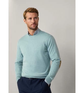 Hackett London Pull en coton et cachemire mlangs turquoise