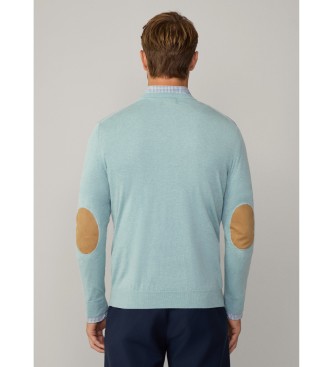 Hackett London Pull en coton et cachemire mlangs turquoise