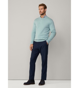 Hackett London Pull en coton et cachemire mlangs turquoise