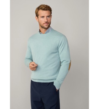 Hackett London Maglione in misto cotone e cashmere turchese