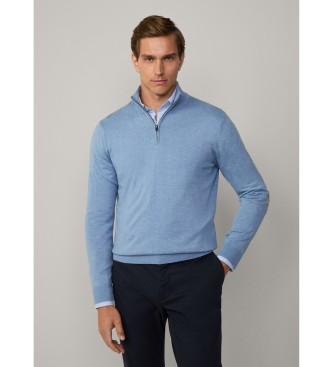 Hackett London Jumper i en bl blanding af bomuld og kashmir