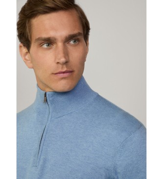 Hackett London Pull en mlange de coton et de cachemire bleu