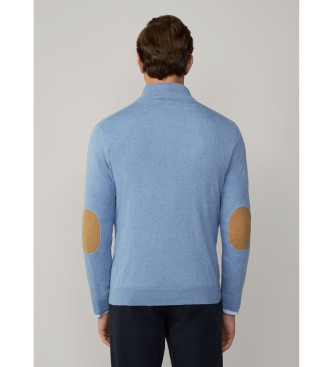 Hackett London Jumper i en bl blanding af bomuld og kashmir