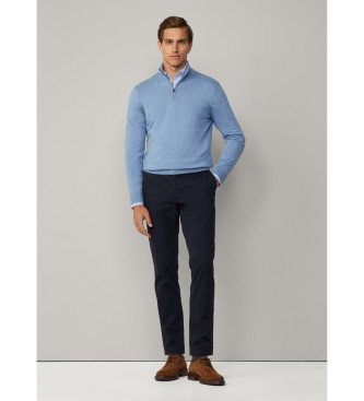 Hackett London Jumper in a blue cotton and cashmere blend