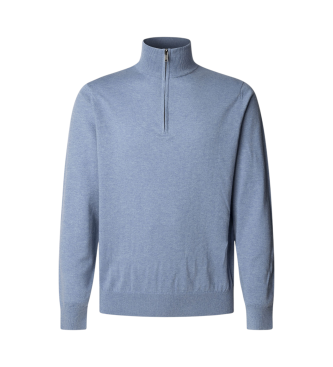 Hackett London Jumper i en bl blanding af bomuld og kashmir