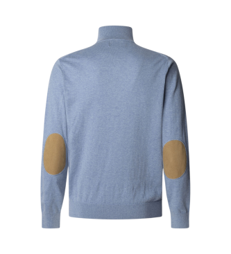 Hackett London Pullover aus einer blauen Baumwoll-Kaschmir-Mischung