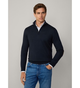 Hackett London Cotton and navy cashmere blend jumper