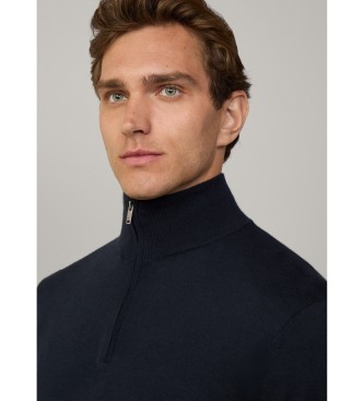 Hackett London Cotton and navy cashmere blend jumper