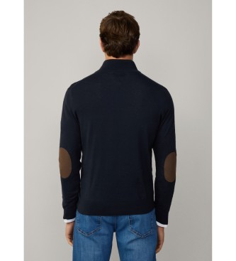 Hackett London Camisola de algodo e caxemira azul-marinho