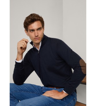 Hackett London Pull en coton et cachemire marine