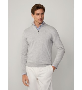 Hackett London Jumper in a grey cotton/cashmere blend