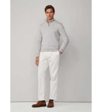 Hackett London Jumper in a grey cotton/cashmere blend