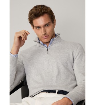 Hackett London Jumper in a grey cotton/cashmere blend