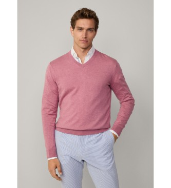 Hackett London Pullover aus einer rosafarbenen Baumwoll-Kaschmirmischung