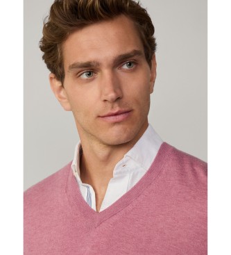 Hackett London Pullover aus einer rosafarbenen Baumwoll-Kaschmirmischung