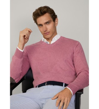 Hackett London Pullover aus einer rosafarbenen Baumwoll-Kaschmirmischung