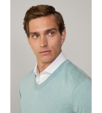 Hackett London Trkisfarbener Pullover aus Baumwolle und Kaschmir