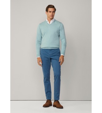 Hackett London Pull en coton et cachemire mlangs turquoise