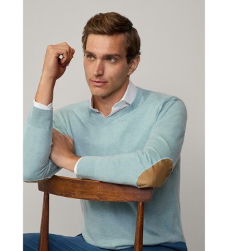 Hackett London Turquoise cotton and cashmere blend jumper