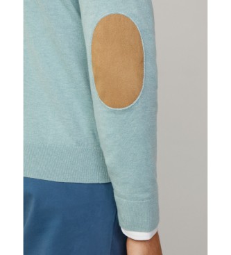 Hackett London Pull en coton et cachemire mlangs turquoise