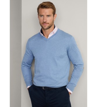 Hackett London Jumper in a cotton and cashmere blue blend