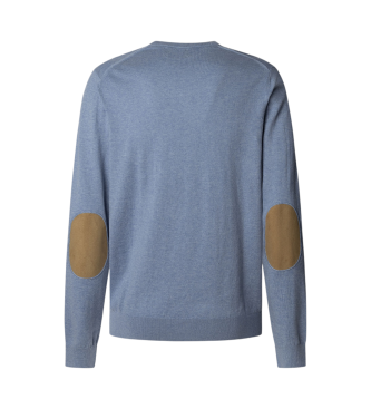 Hackett London Jumper in a cotton and cashmere blue blend