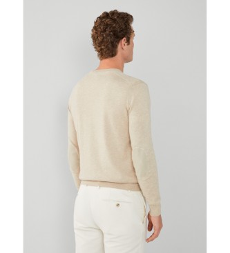 Hackett London Kaszmirowy sweter w kolorze beżowym