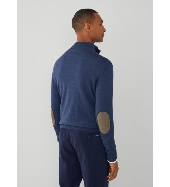 Hackett London Maglione con zip in cashmere blu scuro