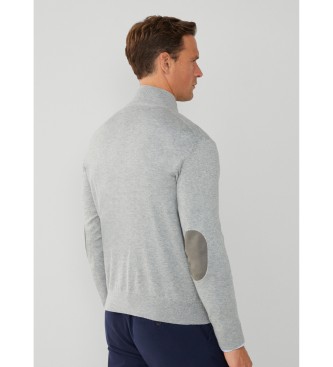 Hackett London Kaszmirowy sweter z zamkiem błyskawicznym szary