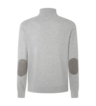 Hackett London Kašmirski pulover z zadrgo sive barve