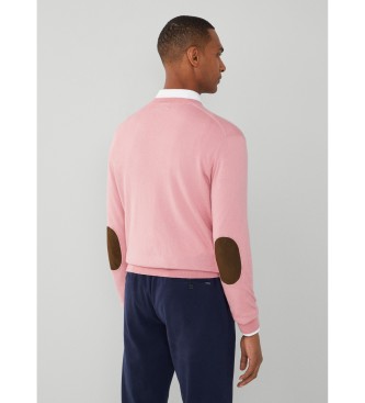 Hackett London Maglione V in cashmere rosa